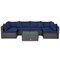 7 Pieces Patio Rattan Furniture Set Sectional Sofa Garden Cushion